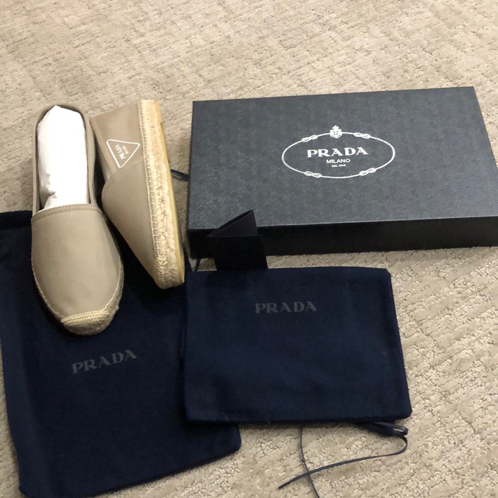 Prada Logo Gabardine Espadrilles
